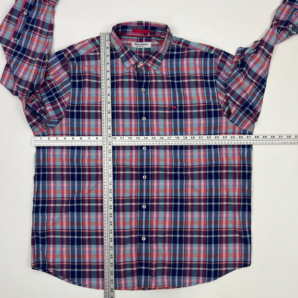 Tommy Bahama Performance Shirt Siesta Key Melbourne Madras Plaid Mens 2X - Picture 8 of 15